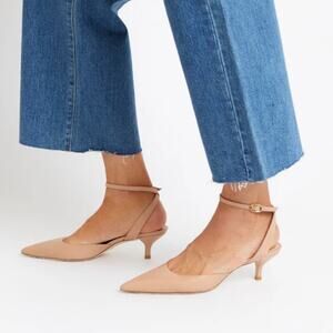 Stuart Weitzman Women's 50 Pointed Toe Kitten Heel Pumps Tan Suede 8 38.5